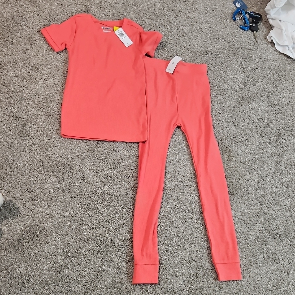 Pink Pajama Set with Short-Sleeved Top and Long Pants